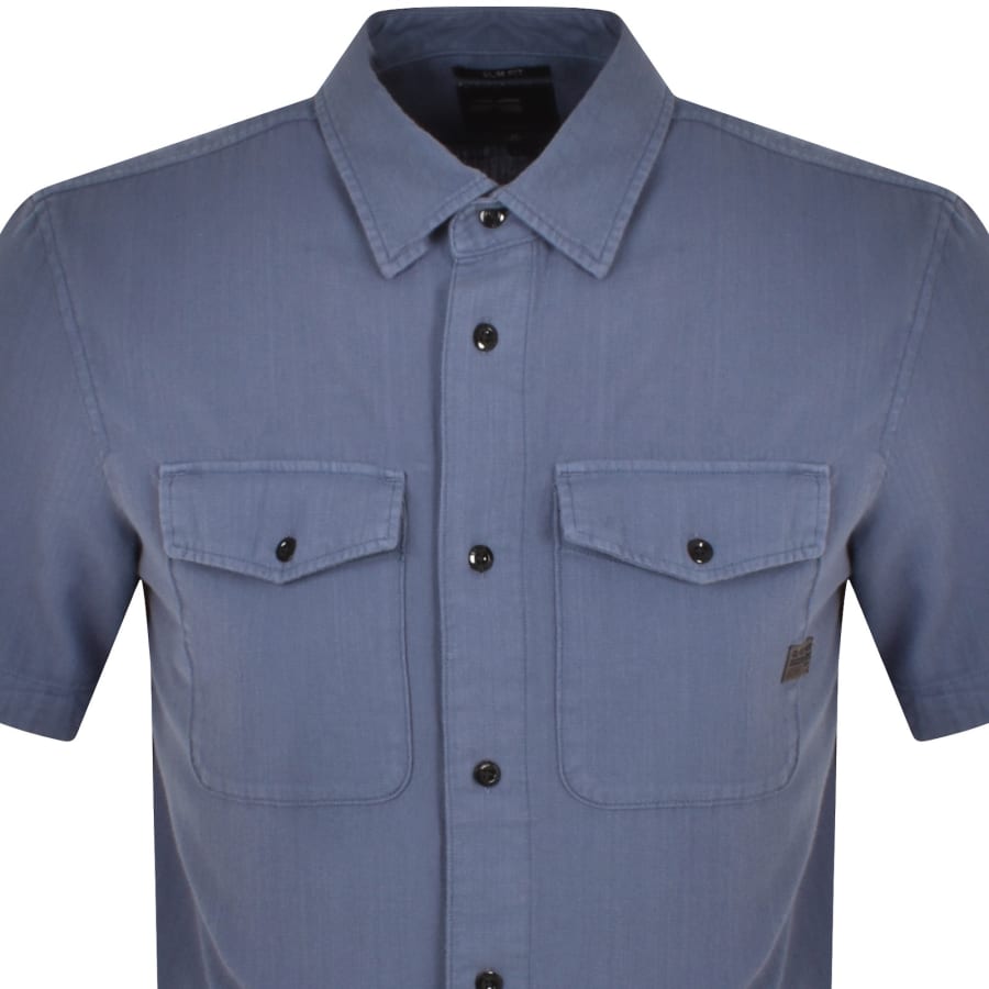 G-Star Raw Marine Slim Short Sleeved Shirt Blue | Mainline